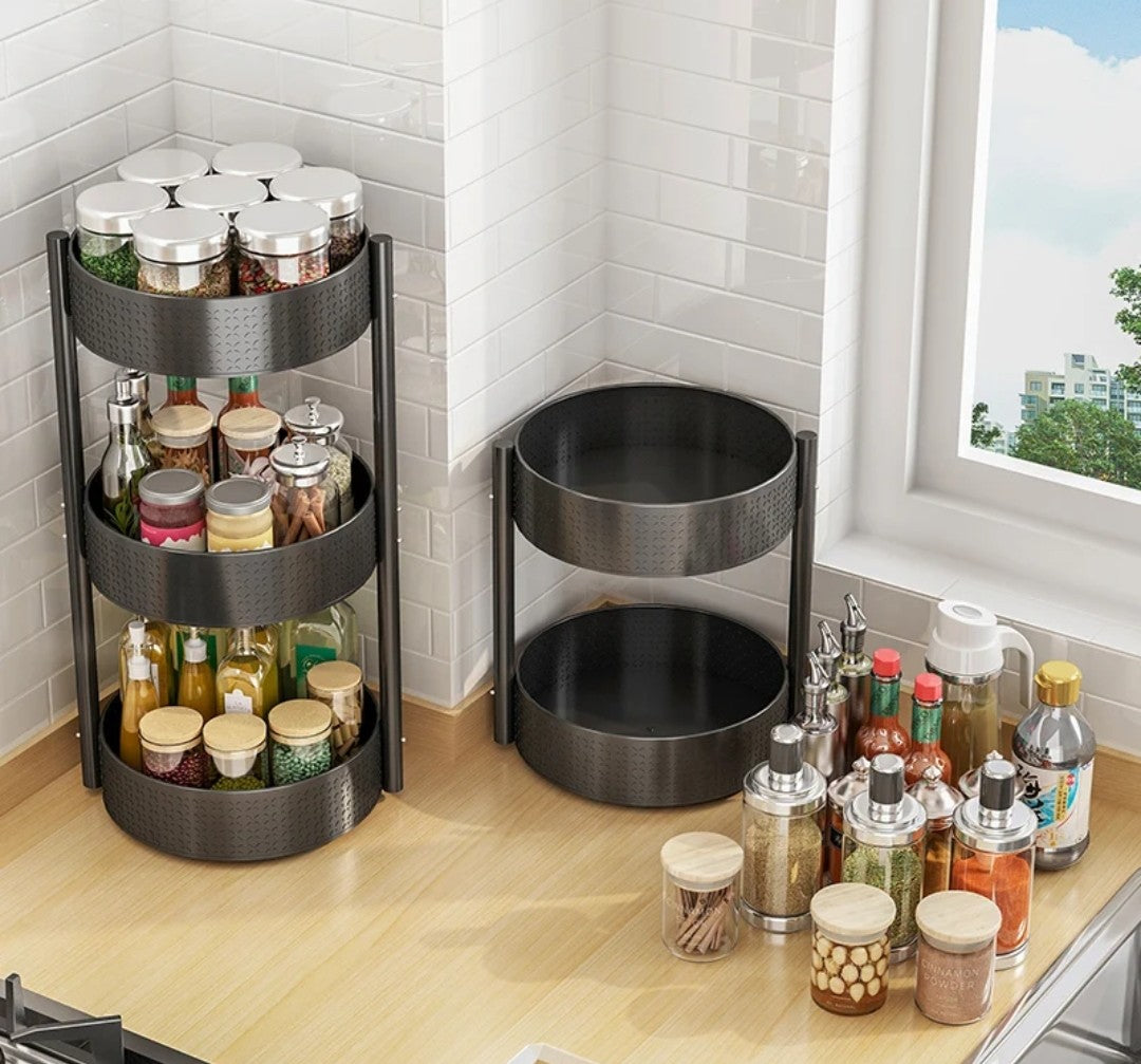 Rotating multifunctional spice rack/kitchen storage organizer