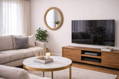 Modern Oval Rattan Bamboo Decorative Mirror