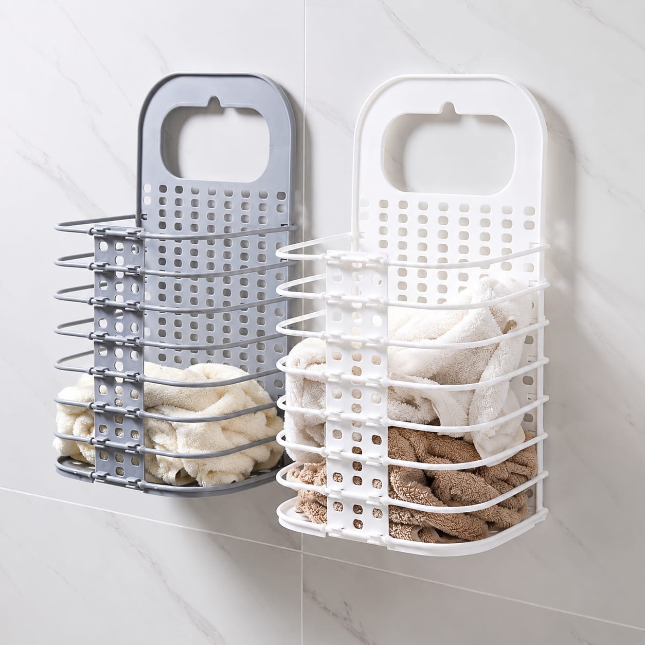 Hard plastic wall mounted Foldable laundry basket