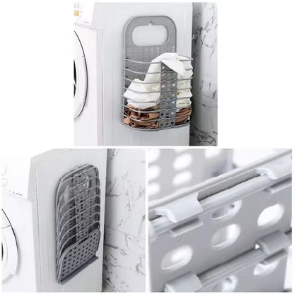 Hard plastic wall mounted Foldable laundry basket