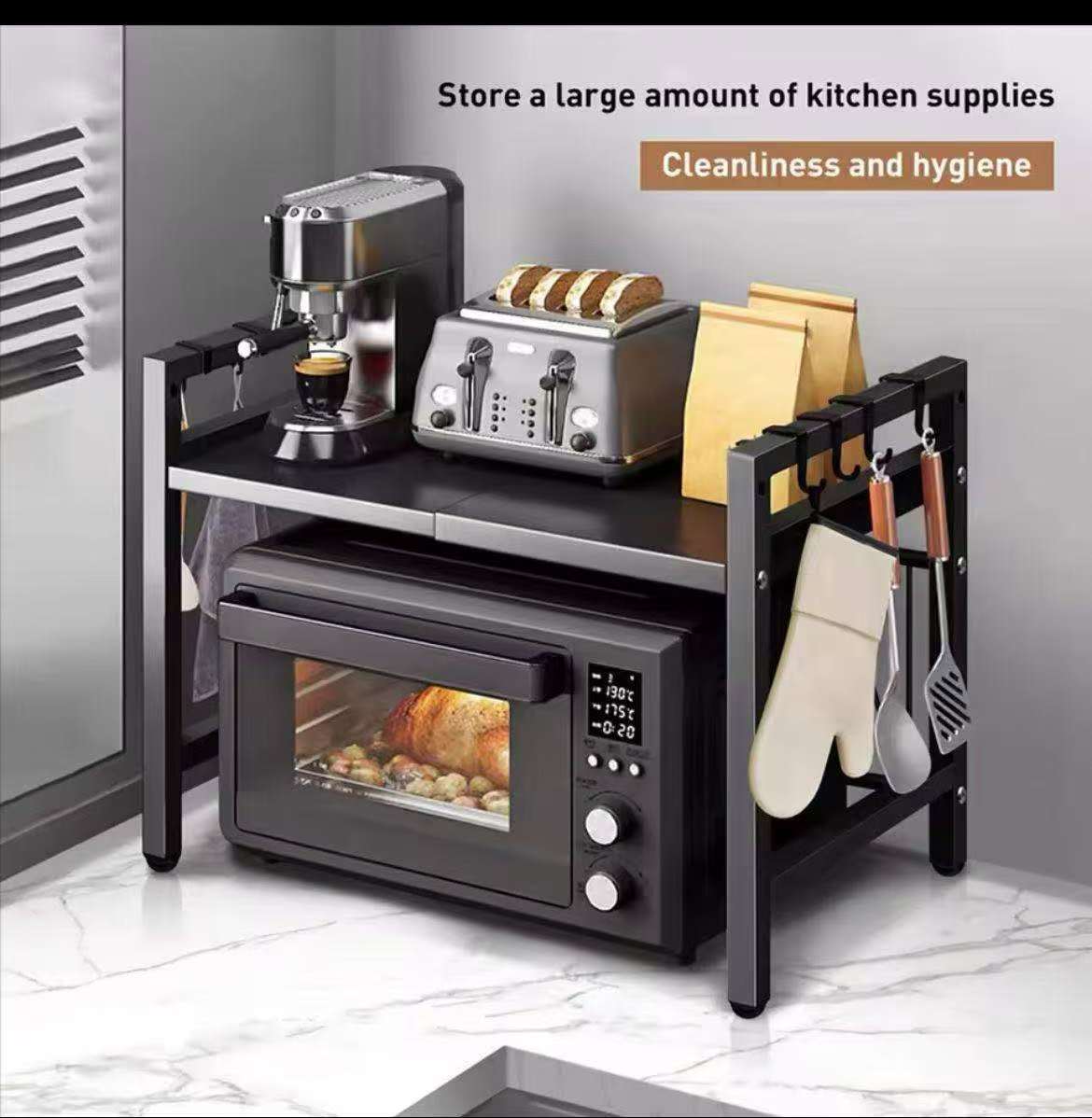 Single layer Heavy-duty Adjustable Microwave Stand    