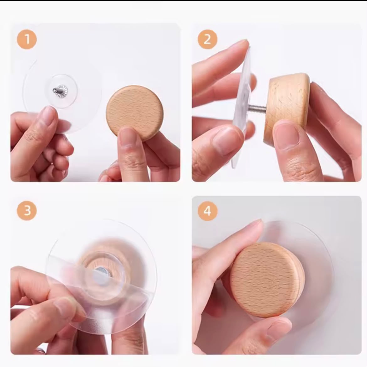 2Pcs Self-Adhesive Wooden Wall Hooks 