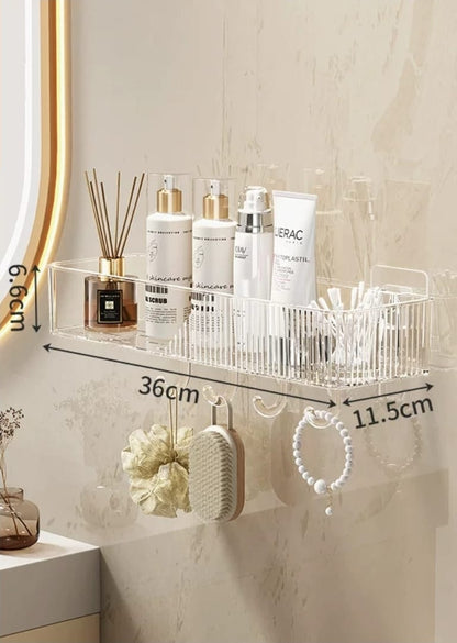 Acrylic Storage Shelf with gold hooks