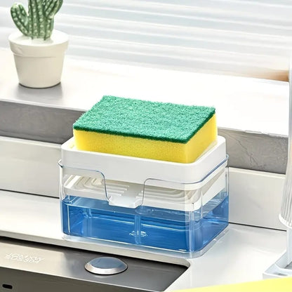 Creative kitchen sink drain soap dispenser with sponge