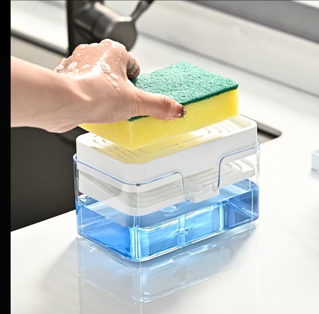 Creative kitchen sink drain soap dispenser with sponge