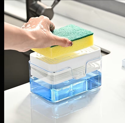 Creative kitchen sink drain soap dispenser with sponge