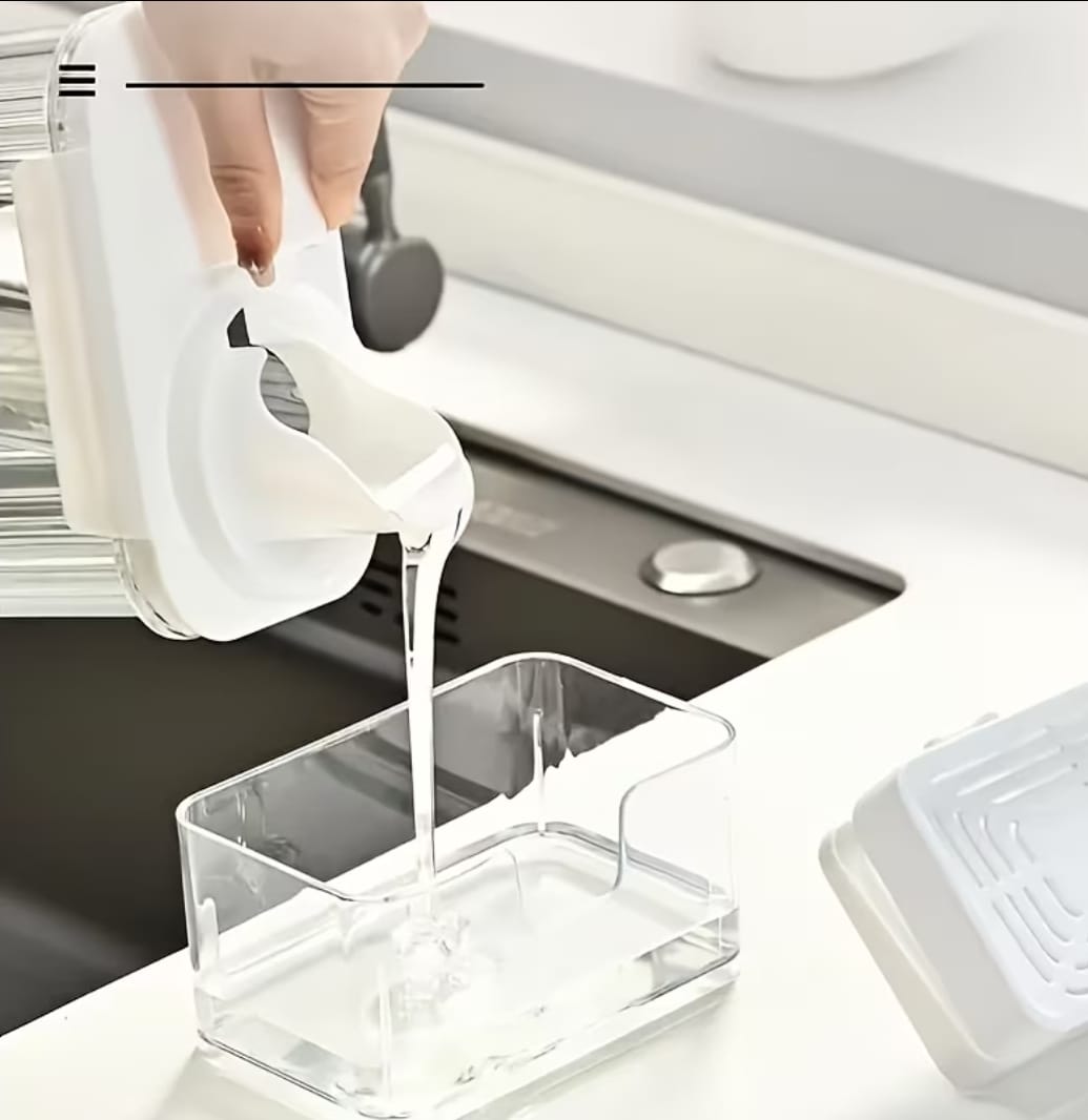 Creative kitchen sink drain soap dispenser with sponge
