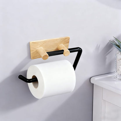 Wood Grain No-Drill Toilet Paper Holder