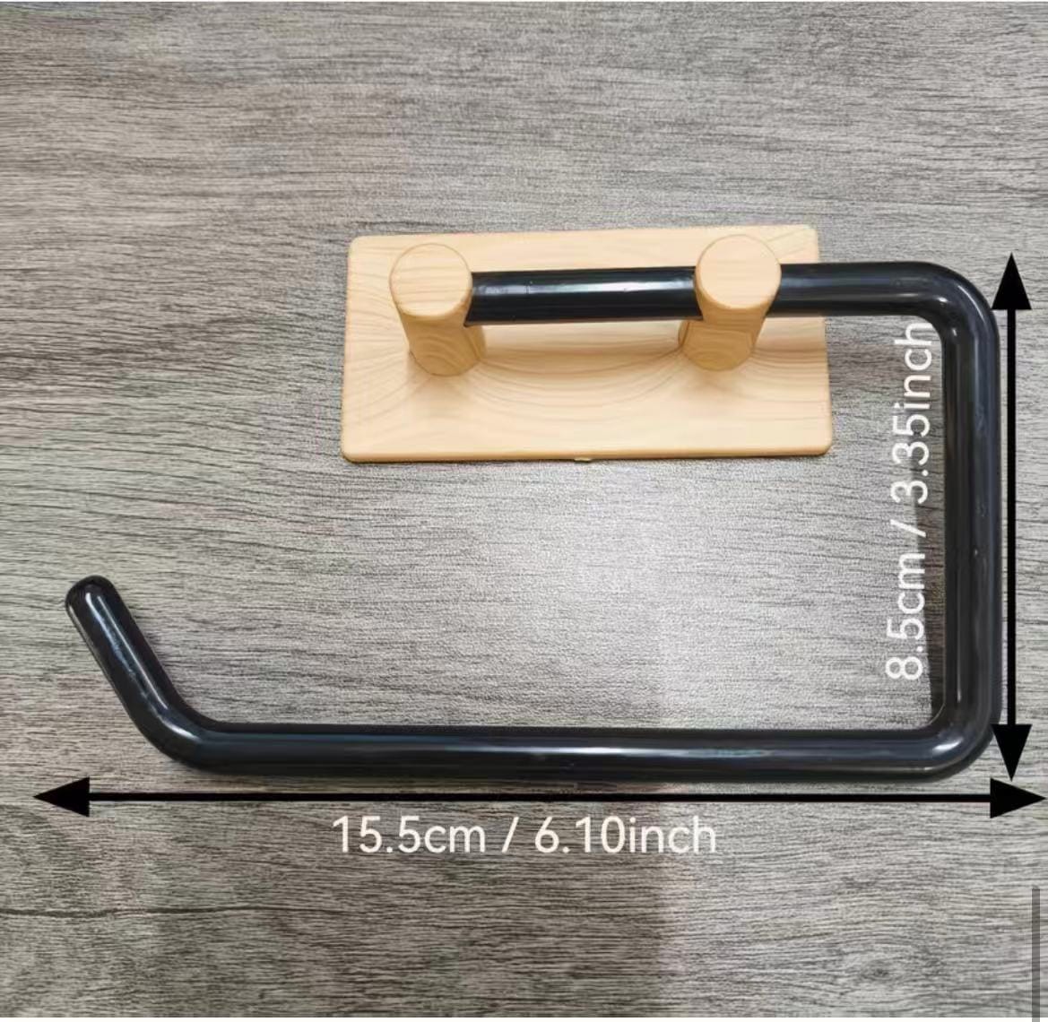 Wood Grain No-Drill Toilet Paper Holder