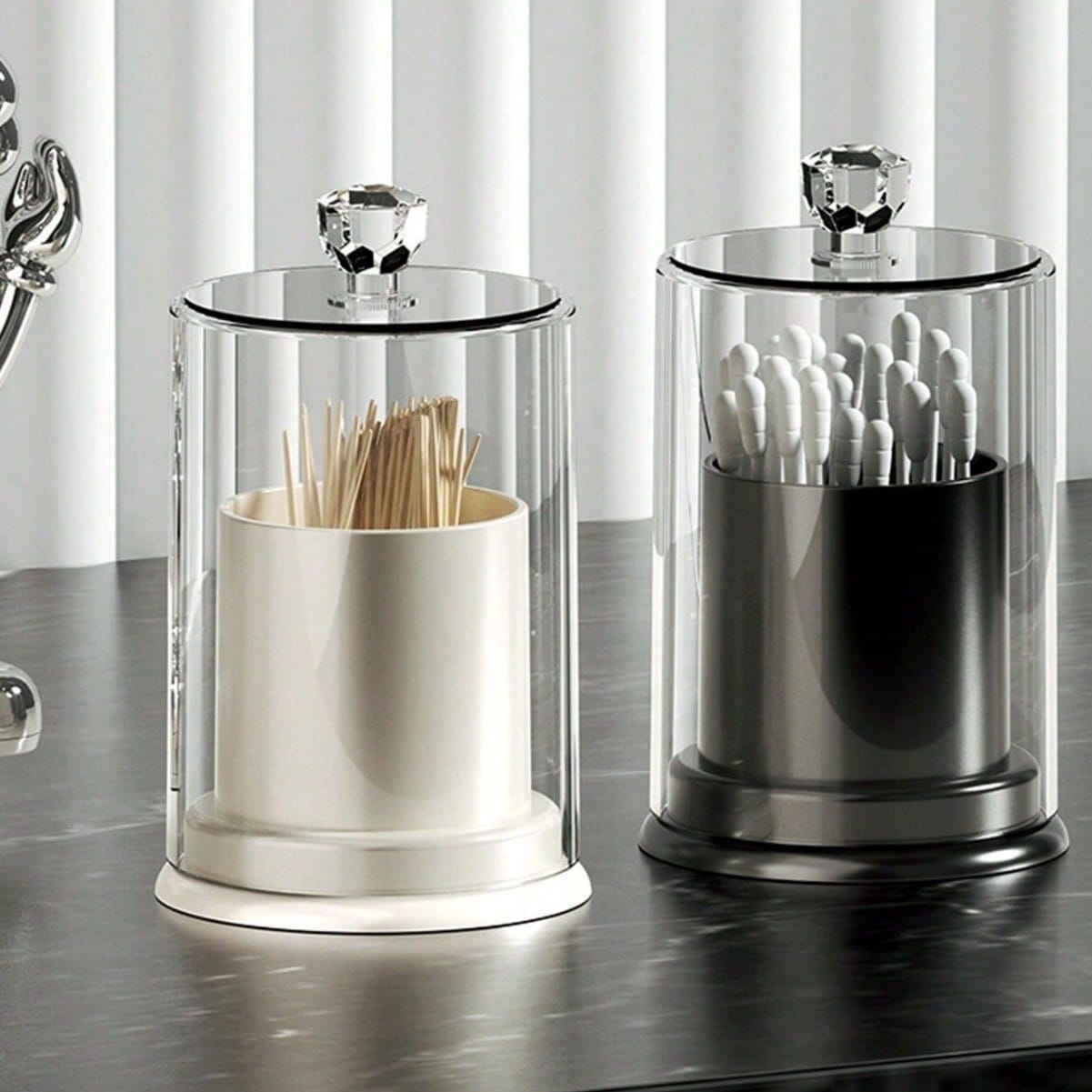 Light Luxury Toothpick & Cotton Swab Storage Box 