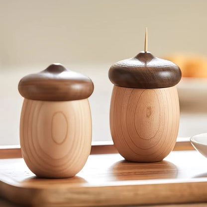 Creative Walnut Cotton Swab & Toothpick Holder
