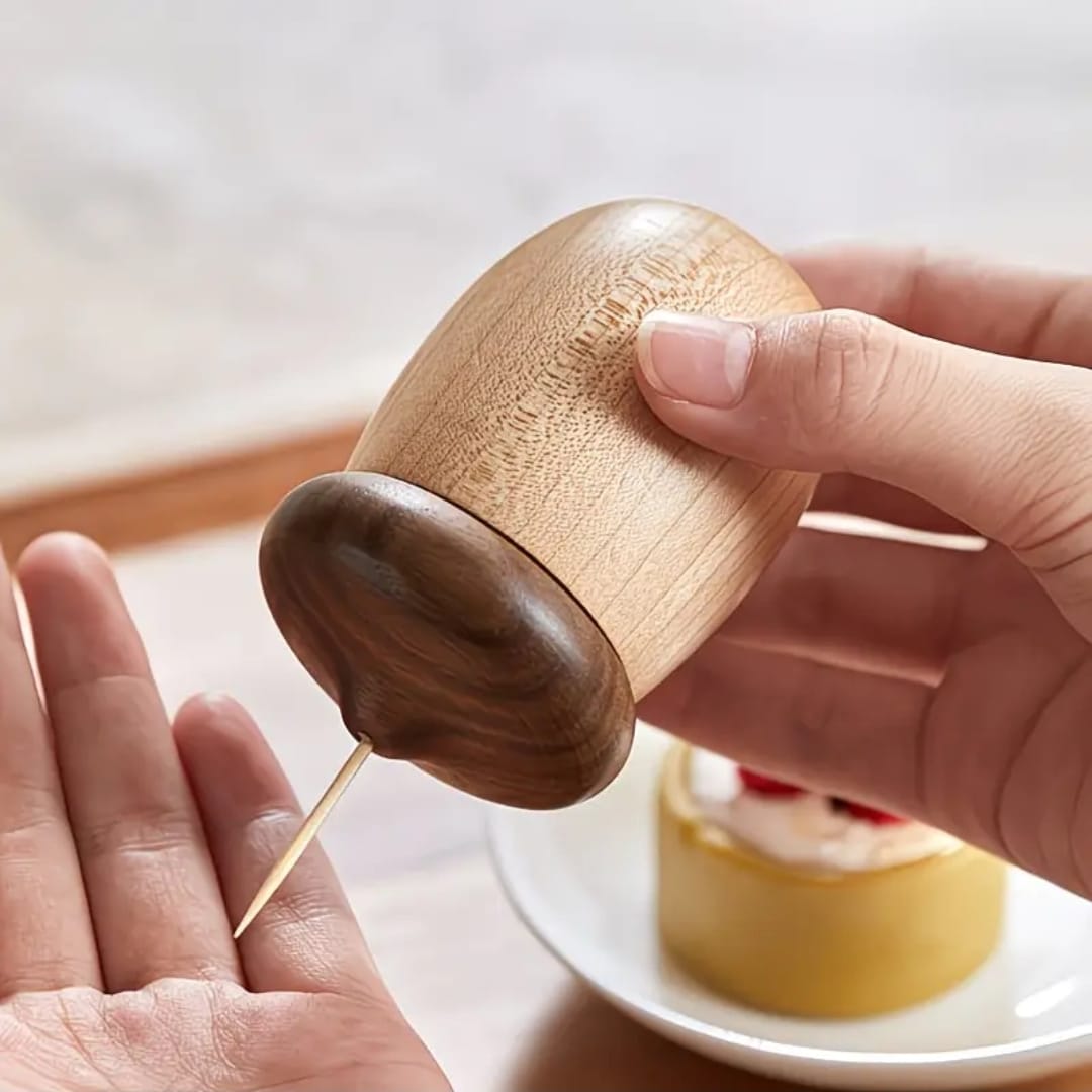 Creative Walnut Cotton Swab & Toothpick Holder