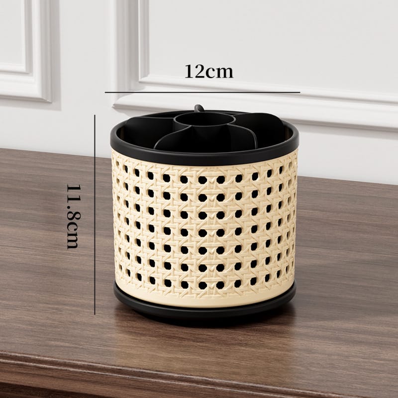 Retro Rattan Rotating Storage Organizer