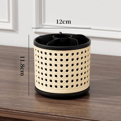 Retro Rattan Rotating Storage Organizer