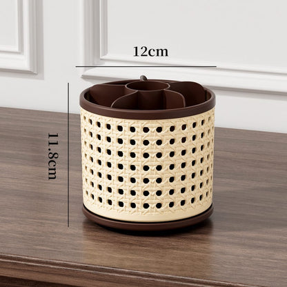 Retro Rattan Rotating Storage Organizer