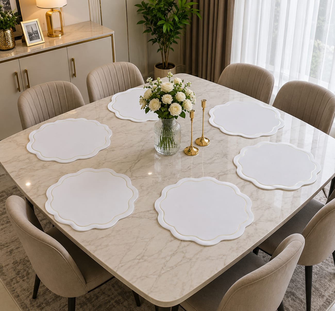 Modern Round faux leather PVC Table mats for Dinning 