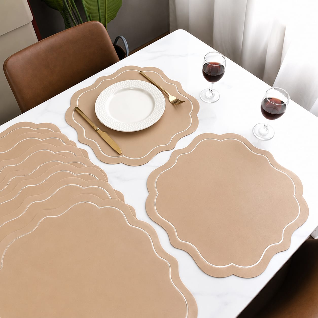 Modern Round faux leather PVC Table mats for Dinning 