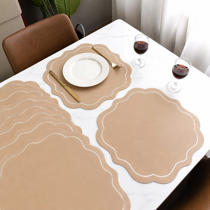 Modern Round faux leather PVC Table mats for Dinning 