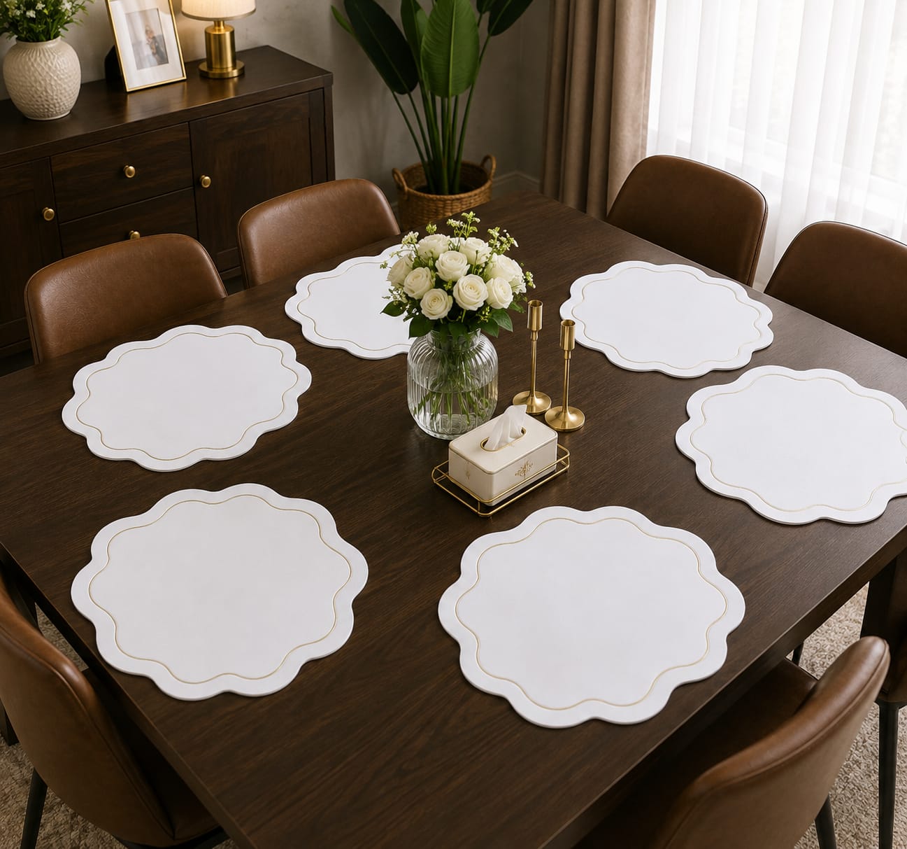 Modern Round faux leather PVC Table mats for Dinning 