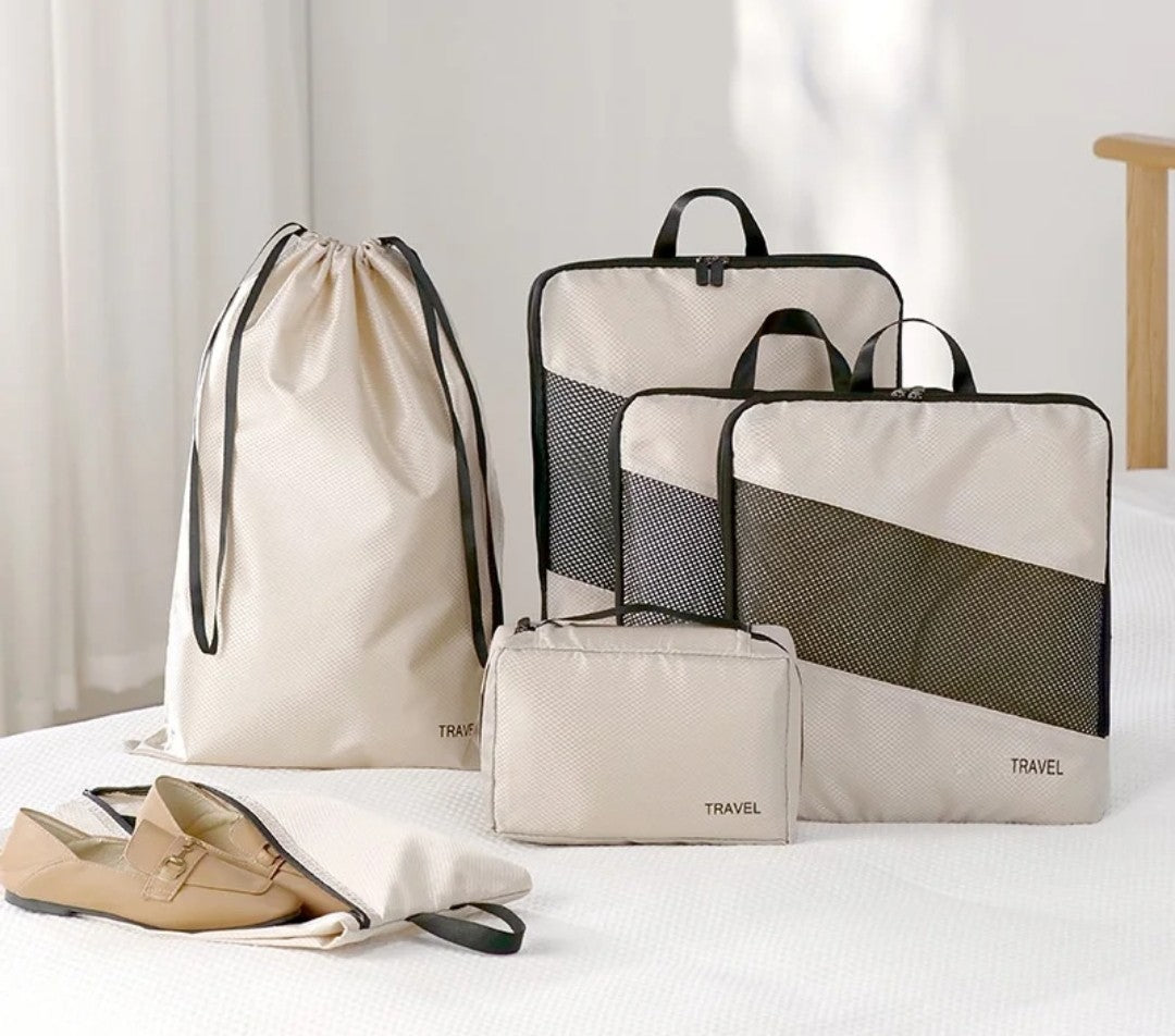 6pcs set double zipper travel luggage organizers