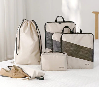 6pcs set double zipper travel luggage organizers