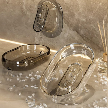Sloped drain transparent soap dish