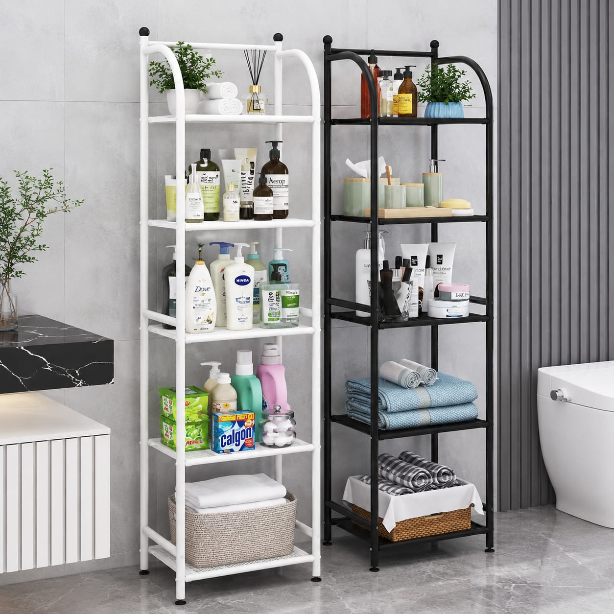 5 layer corner bathroom rack 