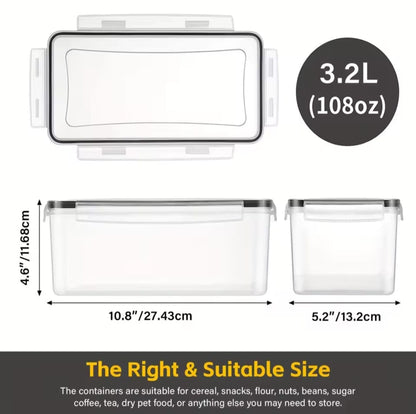 4pcs Transparent airtight food storage containers with lids.