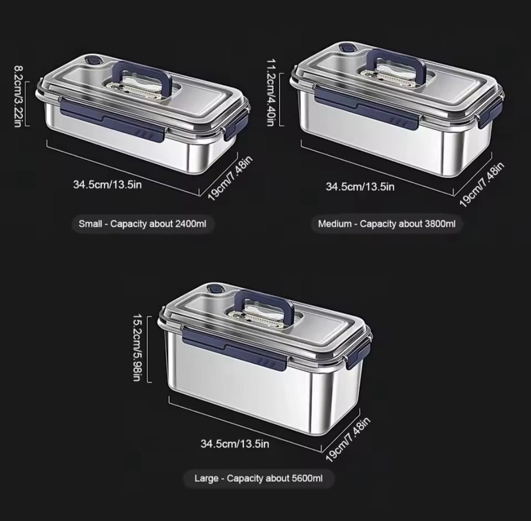 Food grade stainless steel large capacity leak proof.