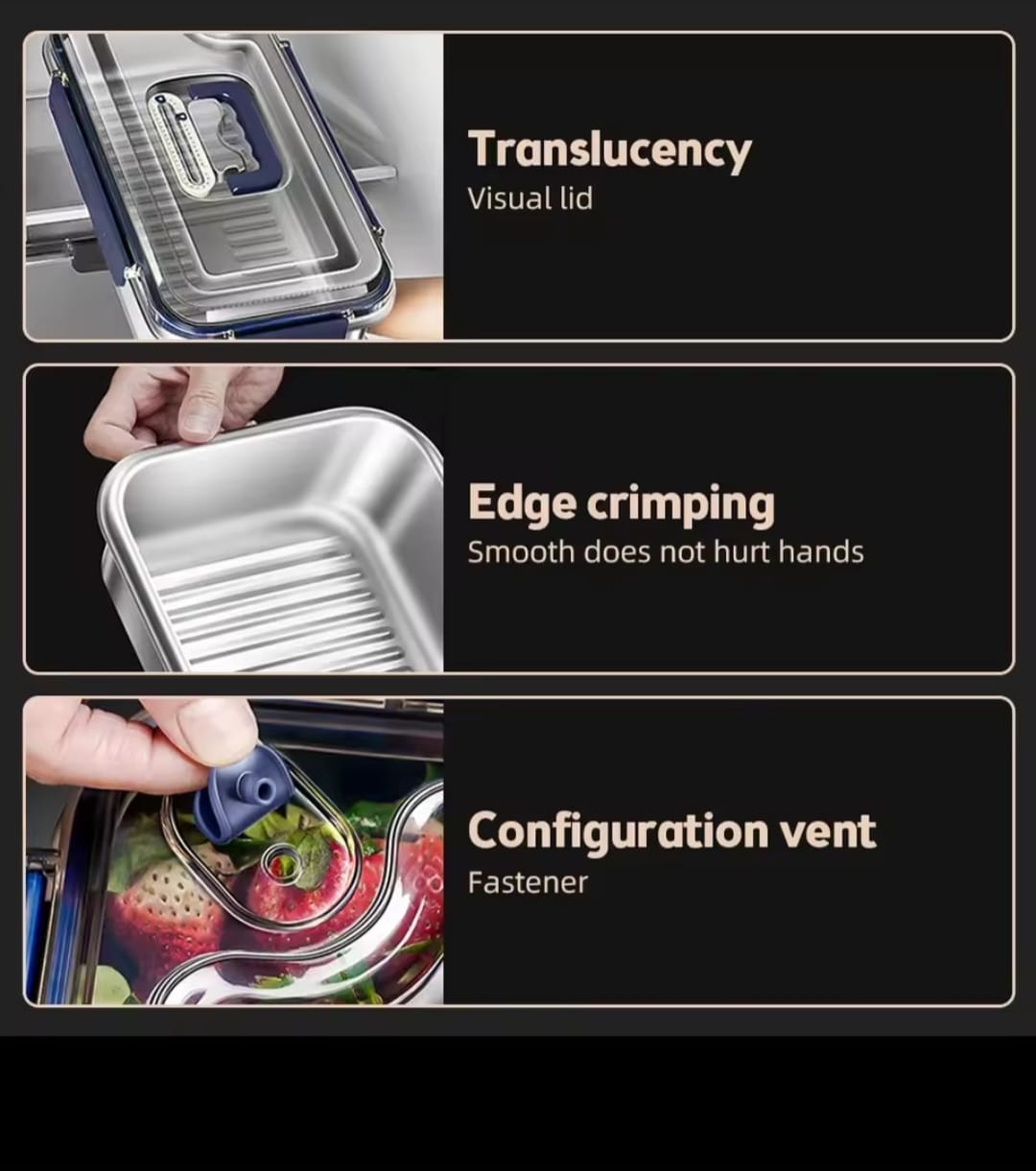 Food grade stainless steel large capacity leak proof.