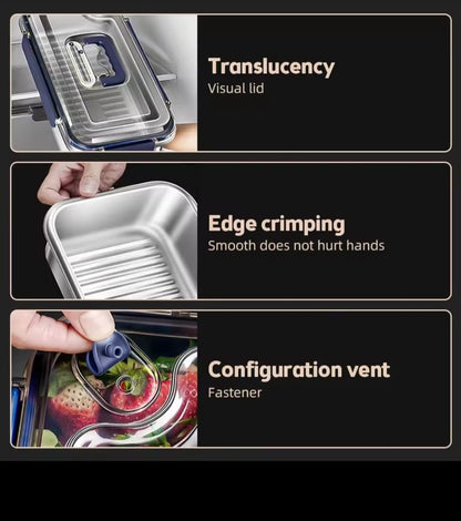 Food grade stainless steel large capacity leak proof.