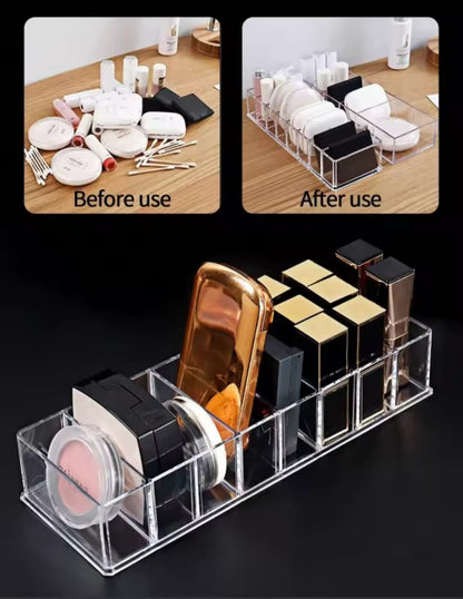 8 compartment transparent multifunctional storage box.
