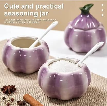Purple garlic ceramic multifunction storage jar kitchen storage container.