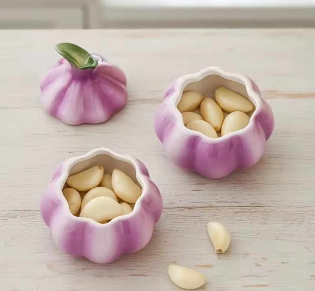 Purple garlic ceramic multifunction storage jar kitchen storage container.