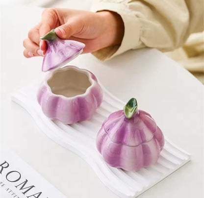 Purple garlic ceramic multifunction storage jar kitchen storage container.