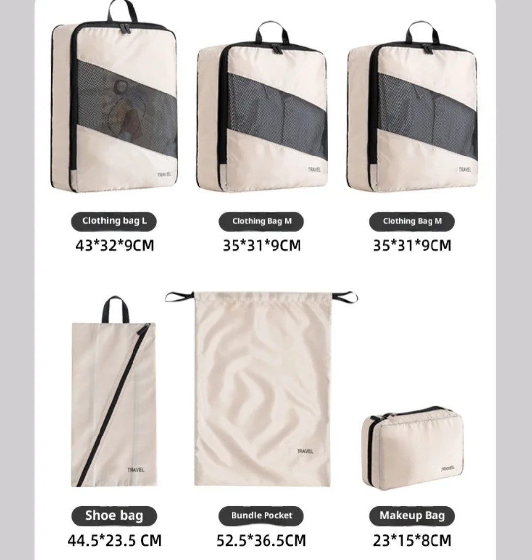 6pcs set double zipper travel luggage organizers