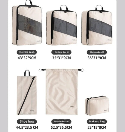 6pcs set double zipper travel luggage organizers