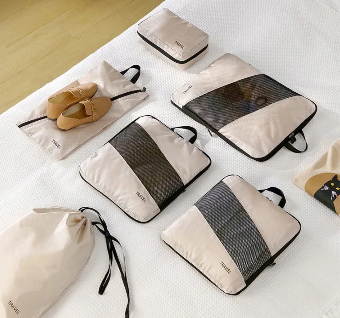 6pcs set double zipper travel luggage organizers