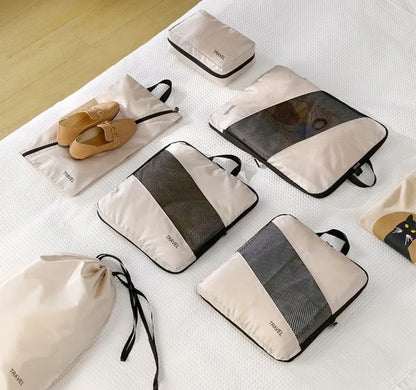 6pcs set double zipper travel luggage organizers
