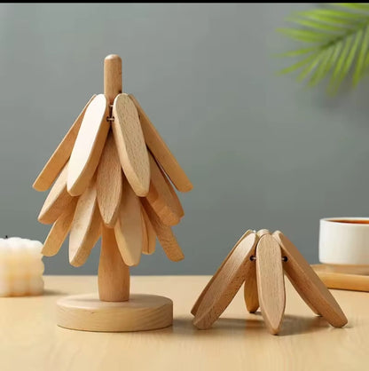 Heat resistant wooden tree shaped table/pot mat.