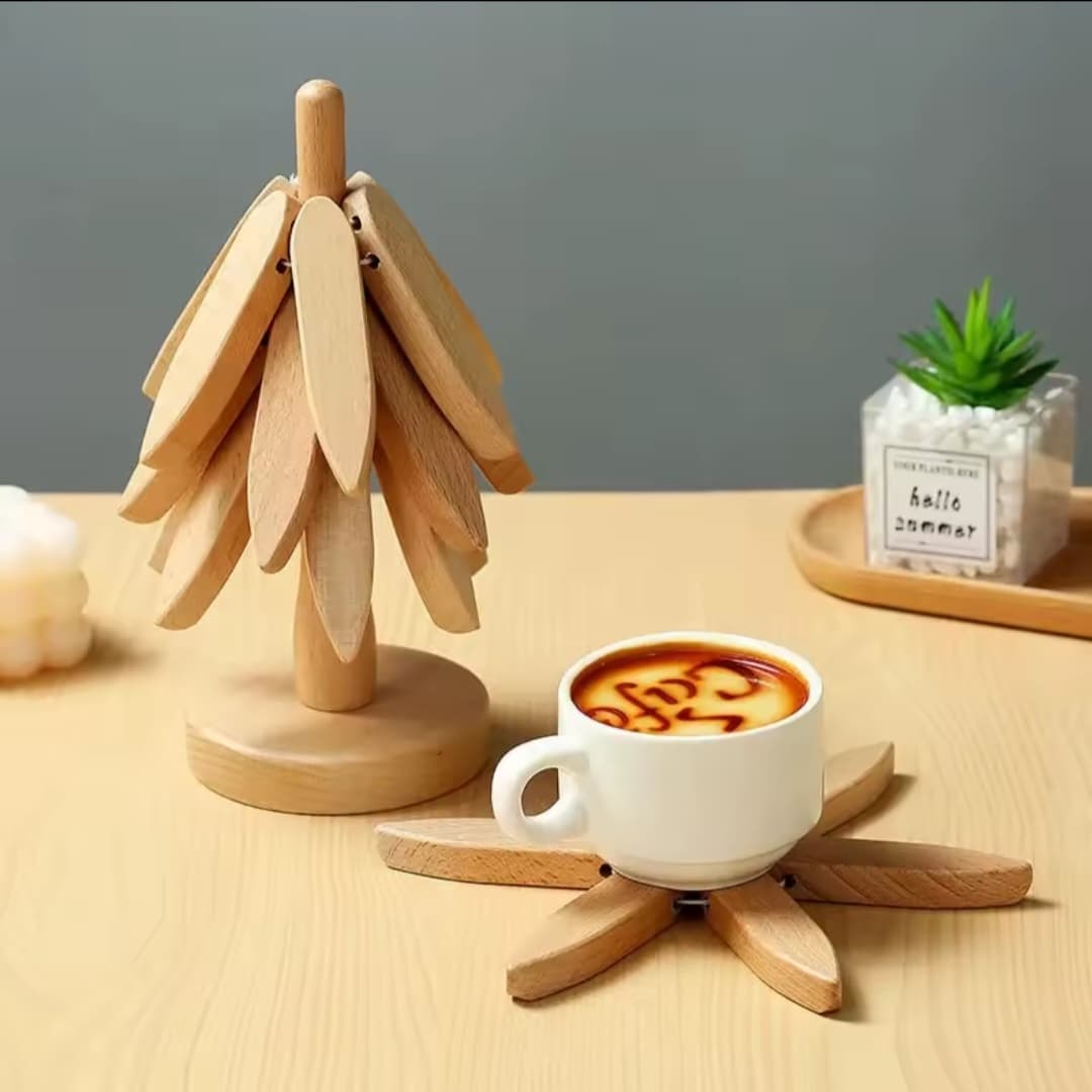 Heat resistant wooden tree shaped table/pot mat.
