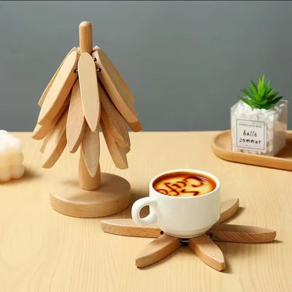 Heat resistant wooden tree shaped table/pot mat.