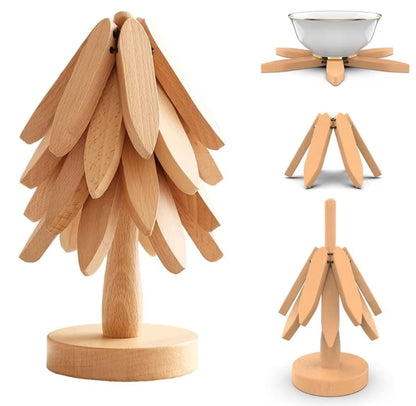 Heat resistant wooden tree shaped table/pot mat.