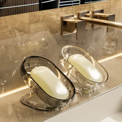 Sloped drain transparent soap dish