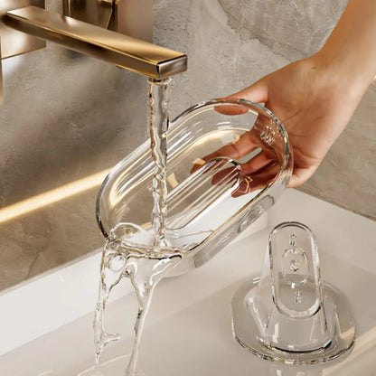 Sloped drain transparent soap dish