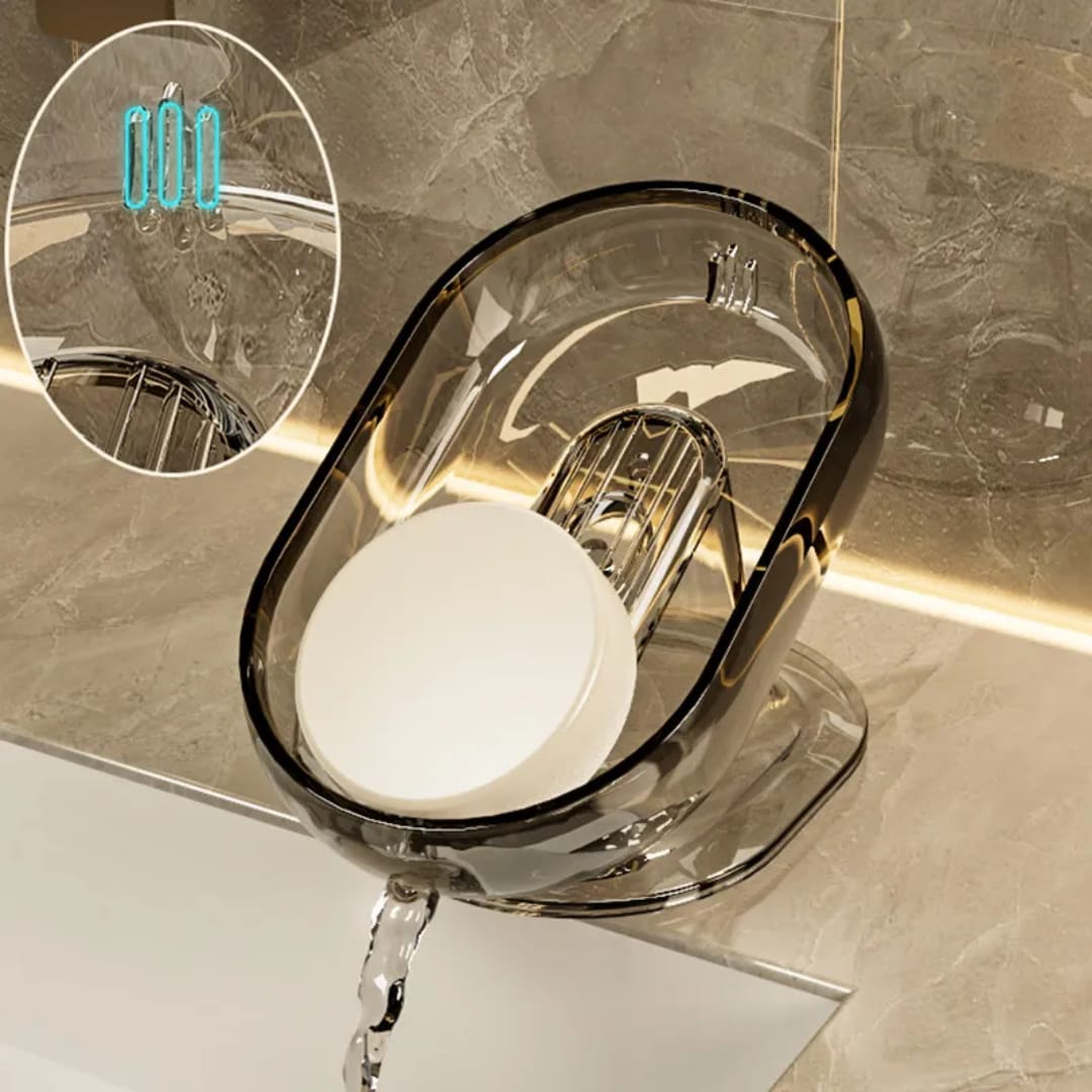 Sloped drain transparent soap dish