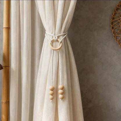 2pcs natural cotton rope curtain tiebacks boho style