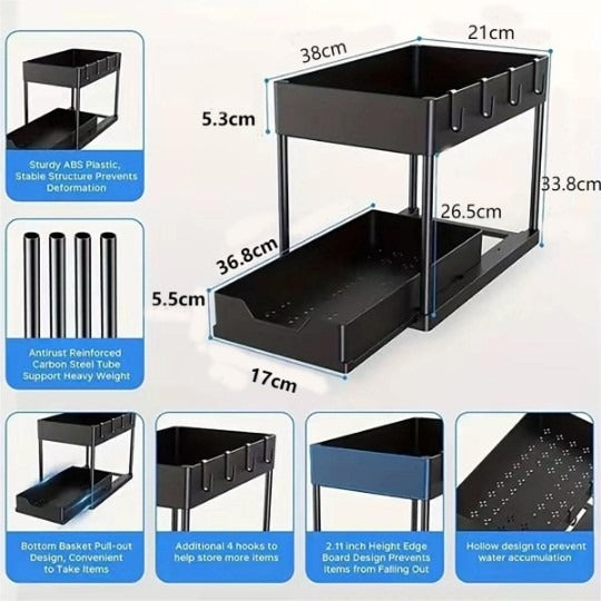 Double Sliding Under Sink rack