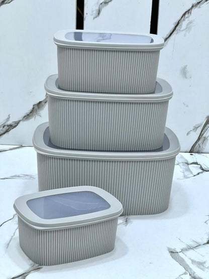 4-Piece Ribbed Airtight Food Storage Set  