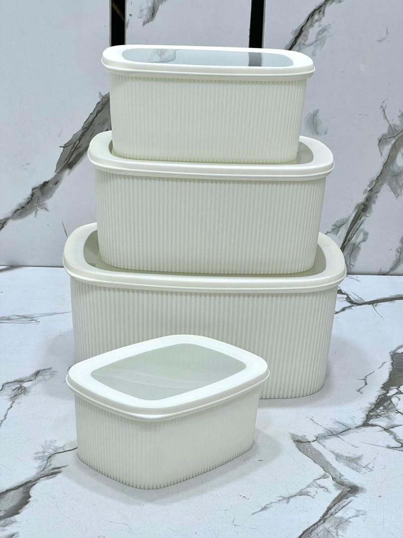 4-Piece Ribbed Airtight Food Storage Set  